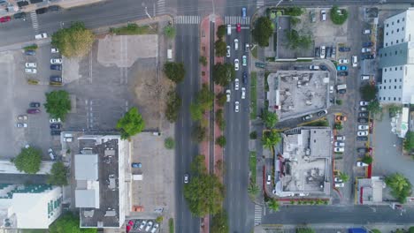 birdseye view of traffic building up in the city center of santo domingo dominican republic urban city lifestyle drone aerial