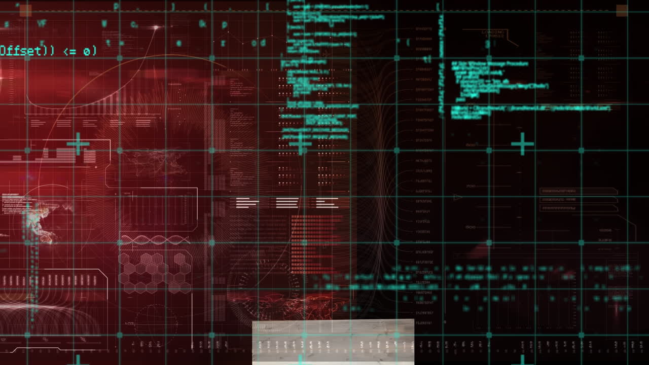 animación de la interfaz con los datos de procesamiento del escáner, el globo y el azul