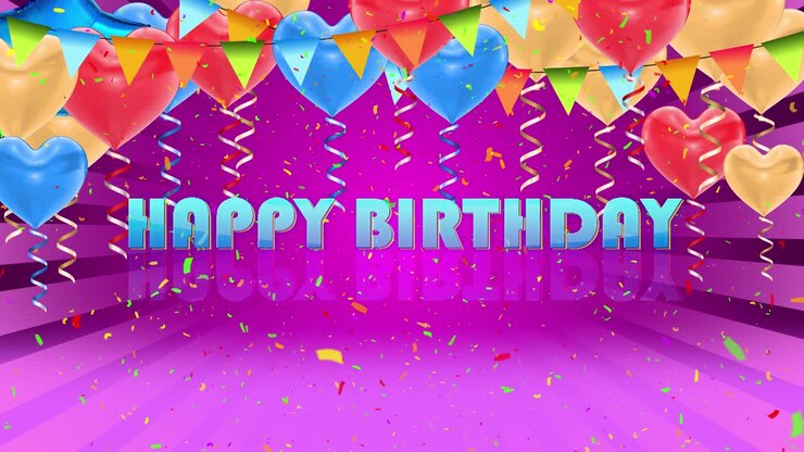 4k multicolored balloons floating celebrate happy birthday digital loop animation birthday