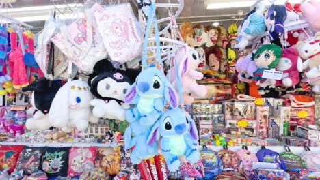 colorful stuffed toys and merchandise on display