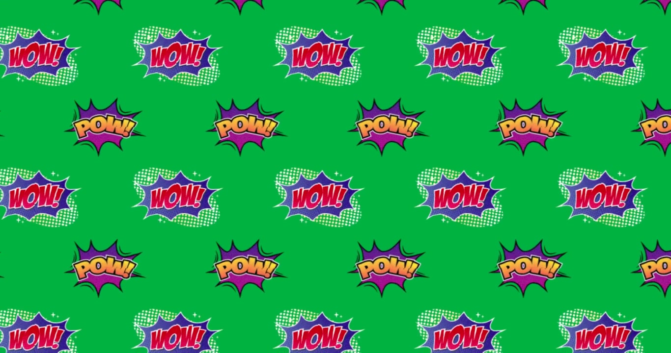 Animazione di molteplici nuvolette di dialogo di fumetti vintage con il testo