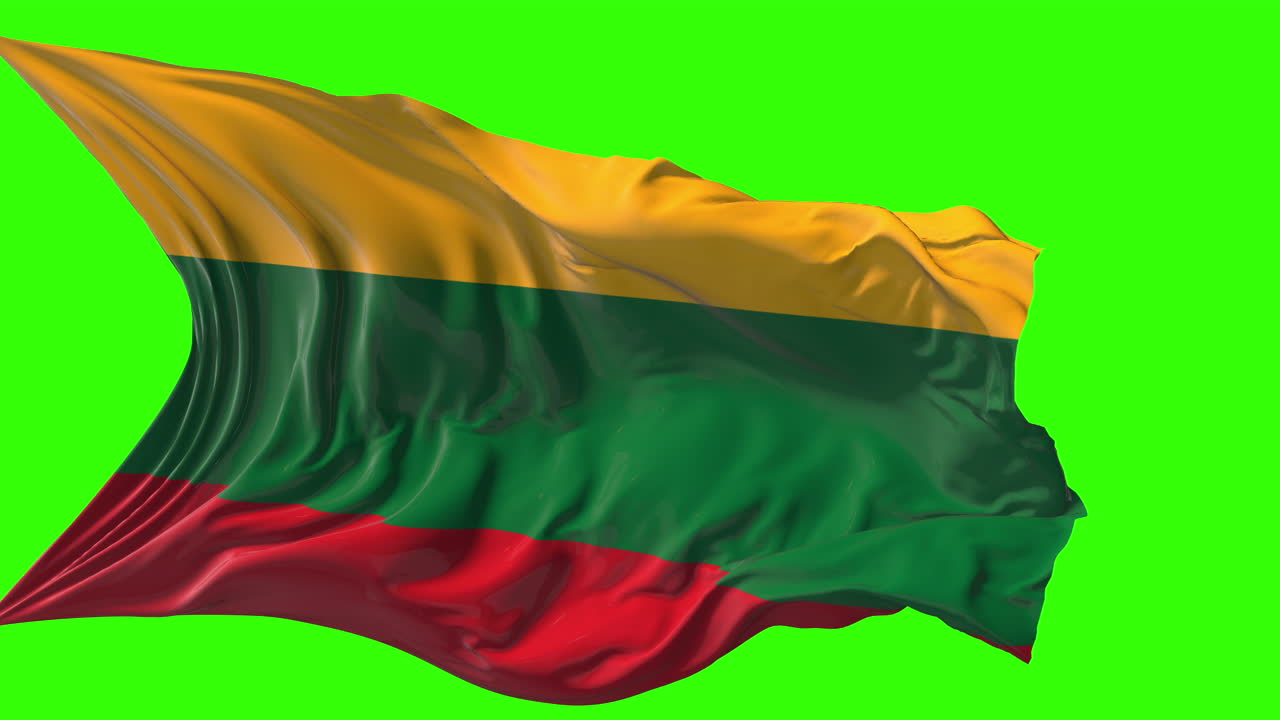 Waving national flags on a green screen