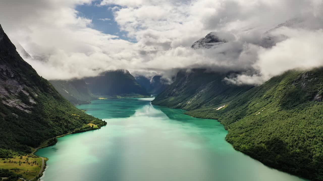 Beautiful Nature Norway natural landscape lovatnet lake.