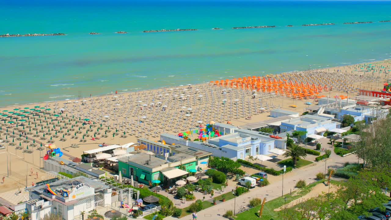 해변, cesenatico, emilia romagna, 이탈리아 - 높은 각도 샷의 전망