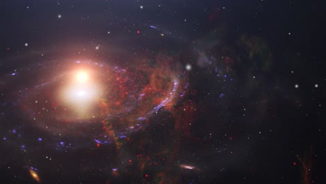 luz brillante y nubes nebulosas flotando en el universo