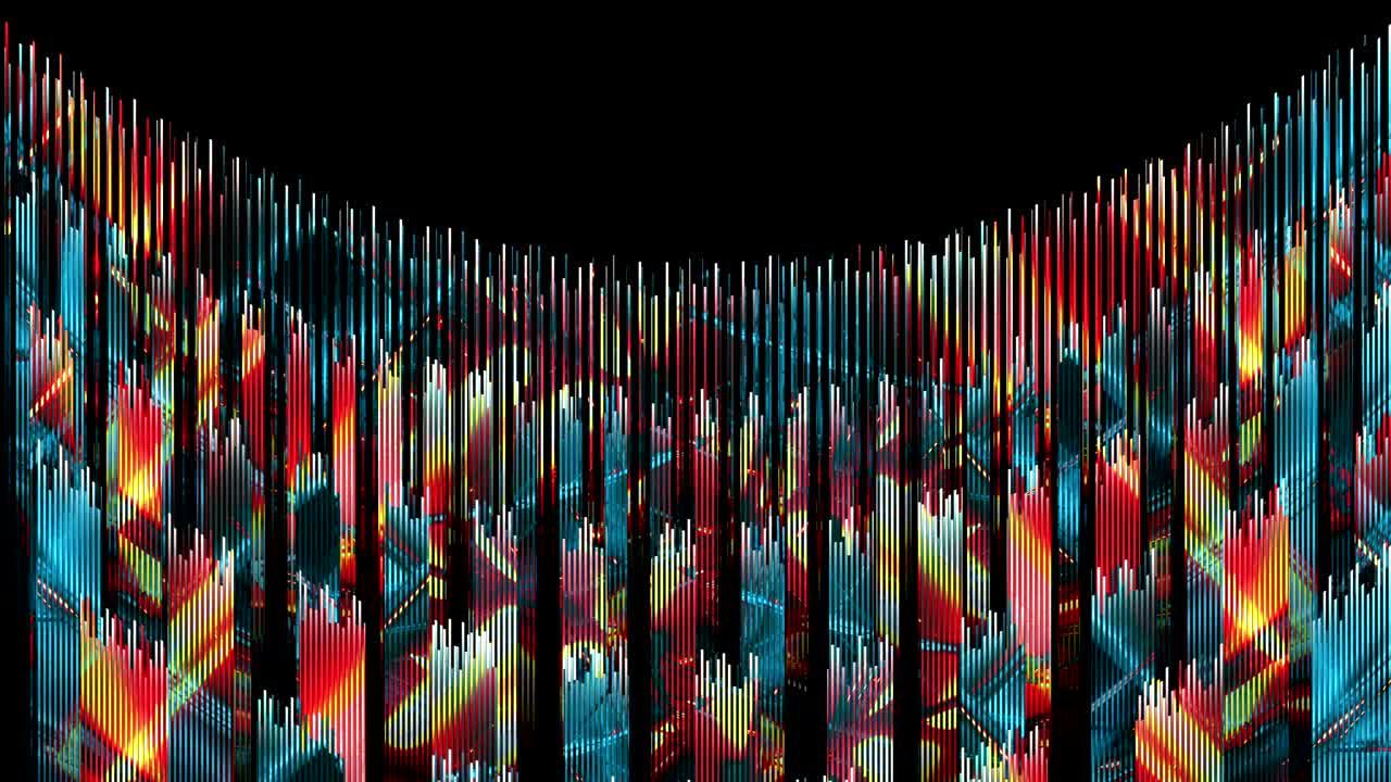 벽 아크 - 검은색 배경에 다채로운 줄무.