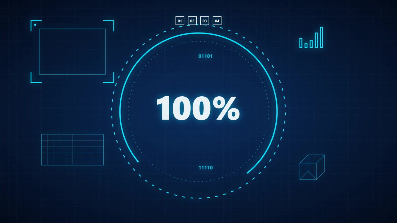 Digital Loading Progress Bar with Futuristic HUD Interface