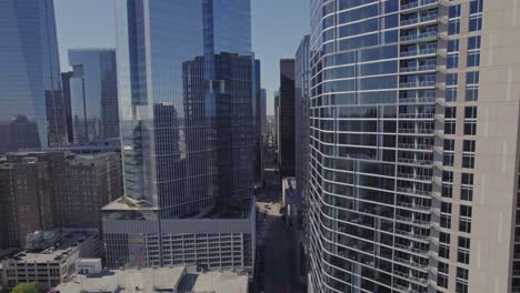 aerial - view of downtown houston over milam street
