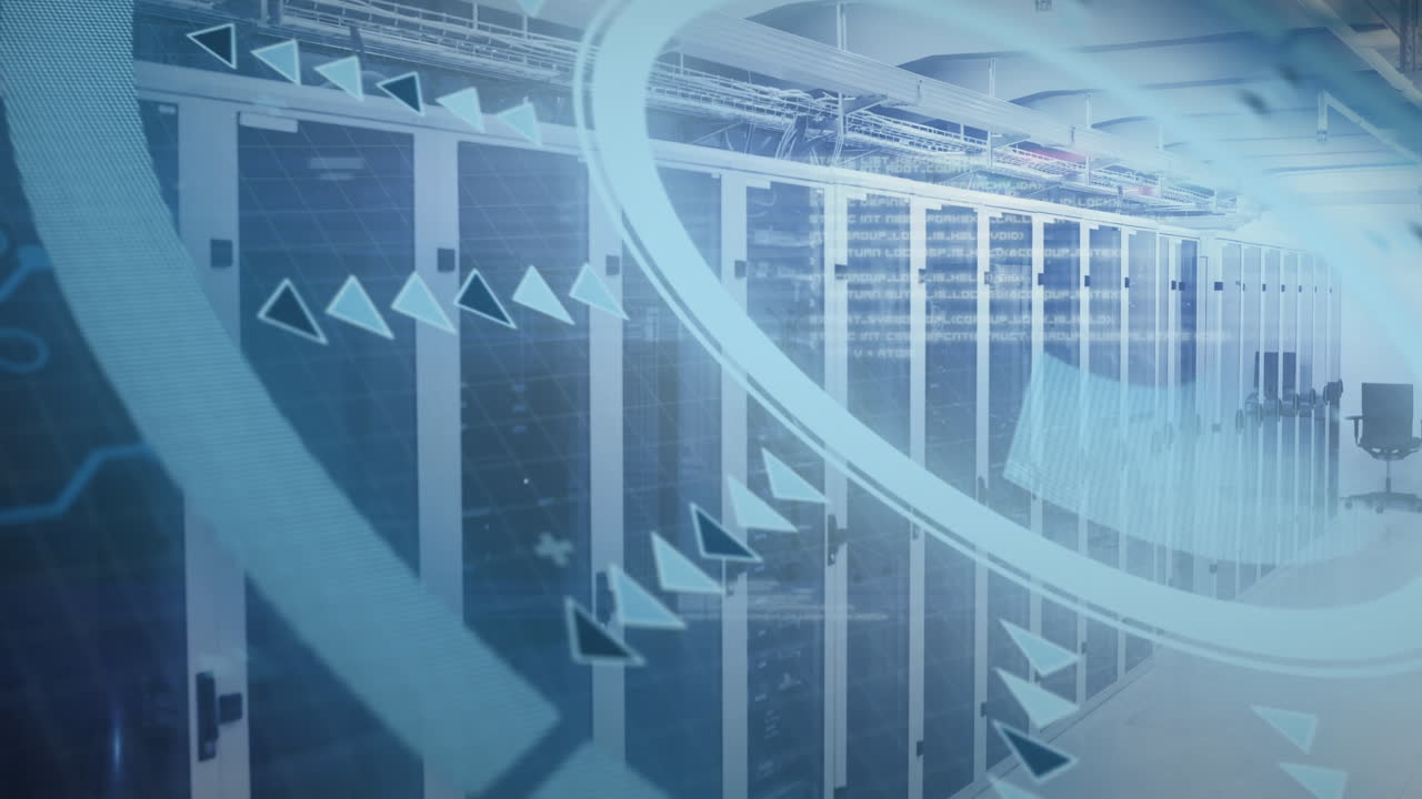 animación del escaneo del alcance y el procesamiento de datos a través de servidores informáticos