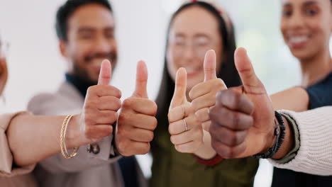 thumbs up, success and work motivation community