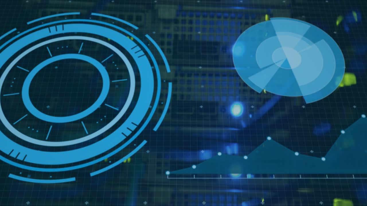 Animation of data processing over server room