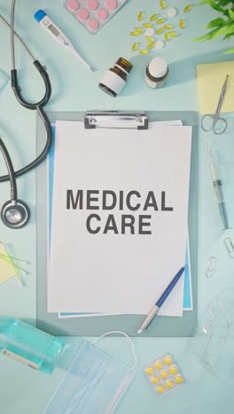 vertical video of medical care written on medical paper