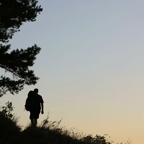 hiker rising to the hill
