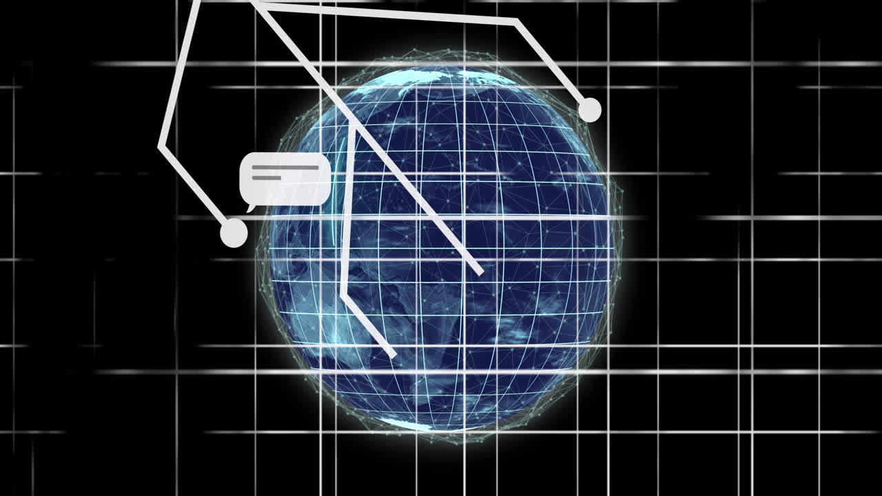 animación de un chat y procesamiento de datos en el mundo y la cuadrícula