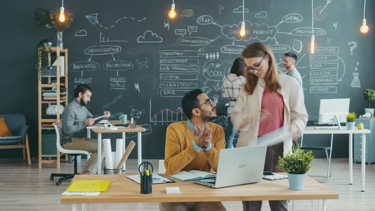 Team Brainstorming Meeting in Modern Office