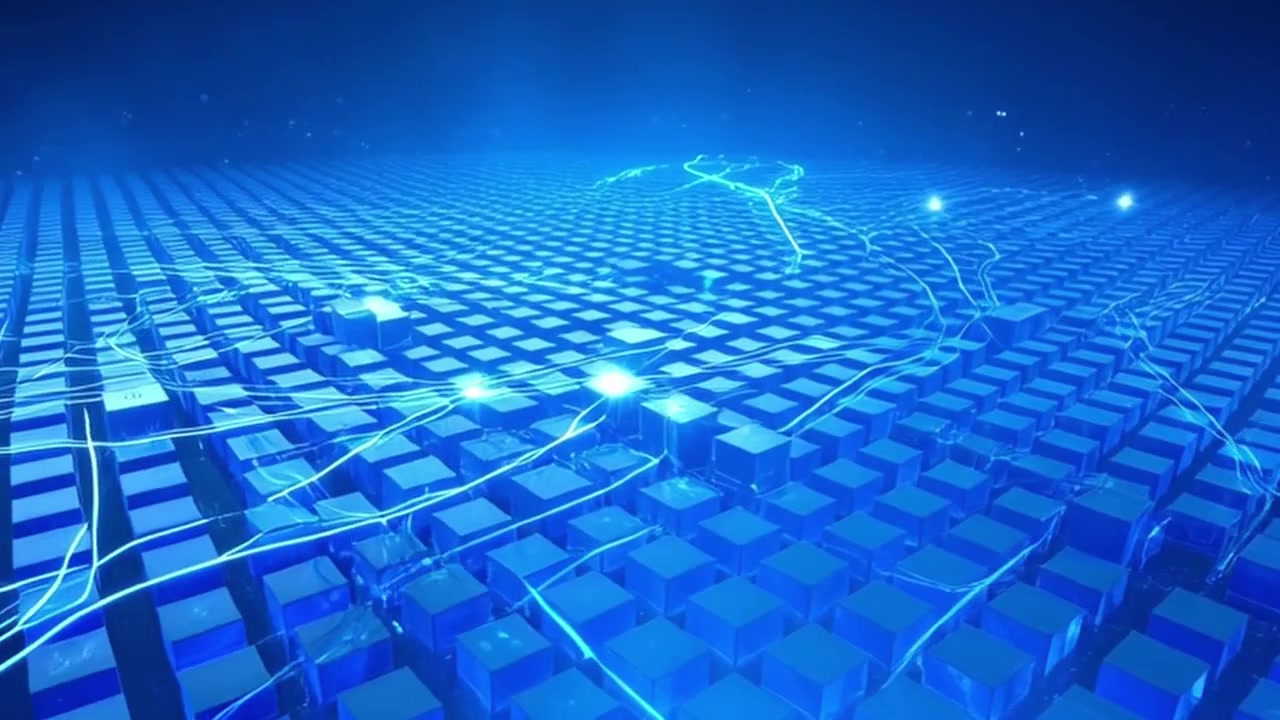 Abstract Digital Grid with Glowing Data Connections