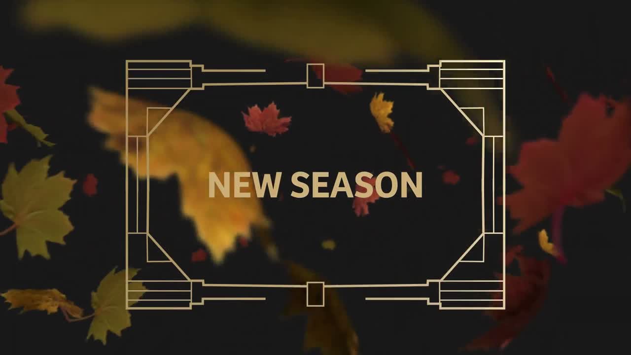 잎 위에 새로운 시즌 텍스트의 애니메이션