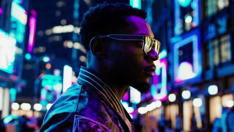 stylish man in night city