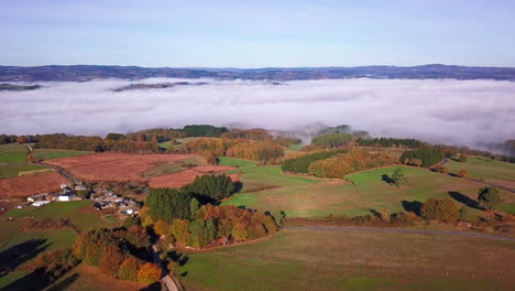 Amazing-Drone-Shot-Above-Camino-De-Santiago-Trail-and-Farmlands-in-Spain