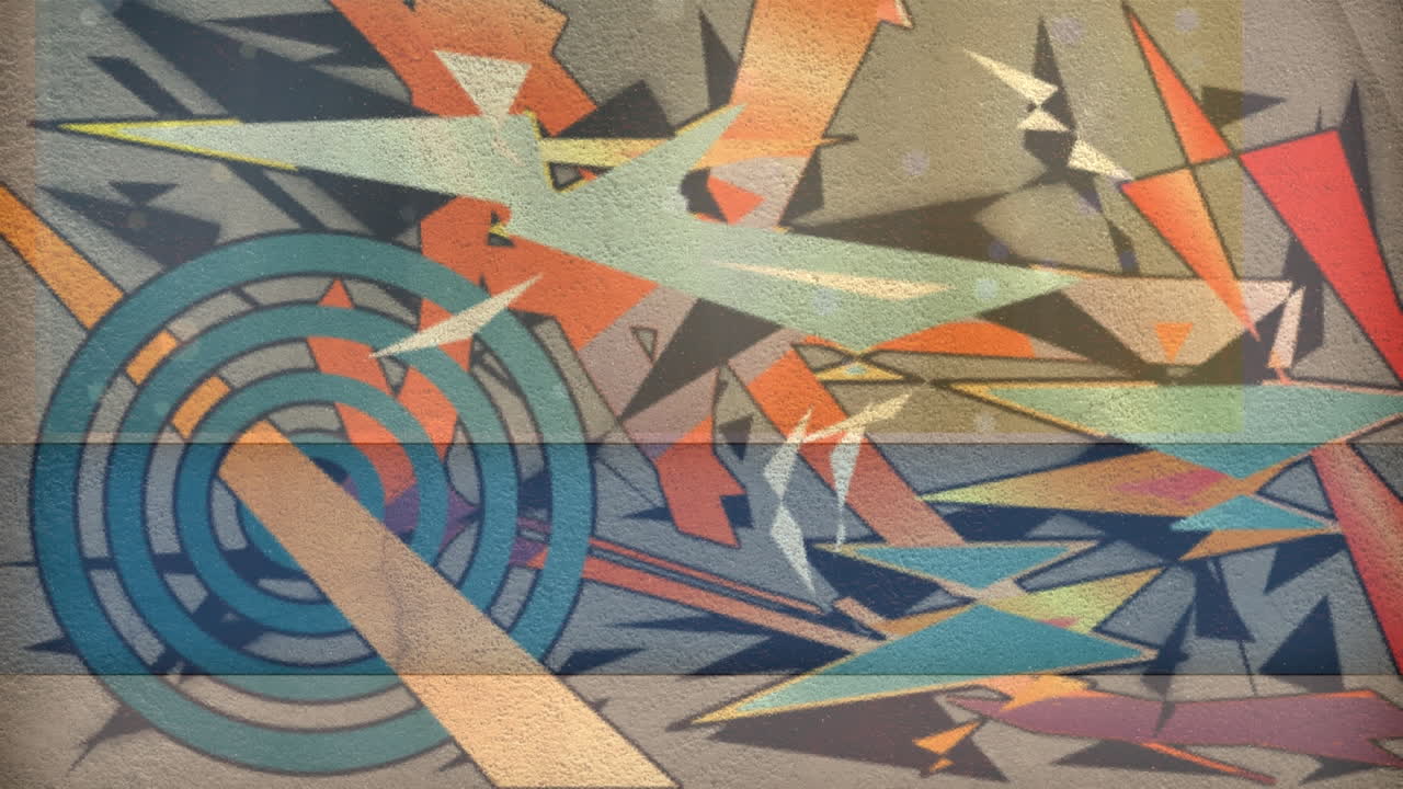 animación digital de formas abstractas coloridas que se mueven contra un fondo gris