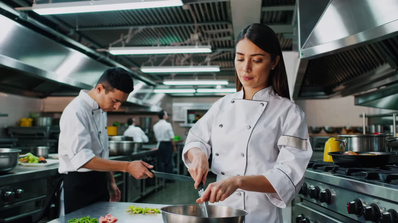 chef preparando comida en una cocina profesional
