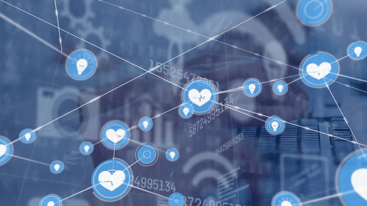 анимация сети соединений через человека с помощью компьютера