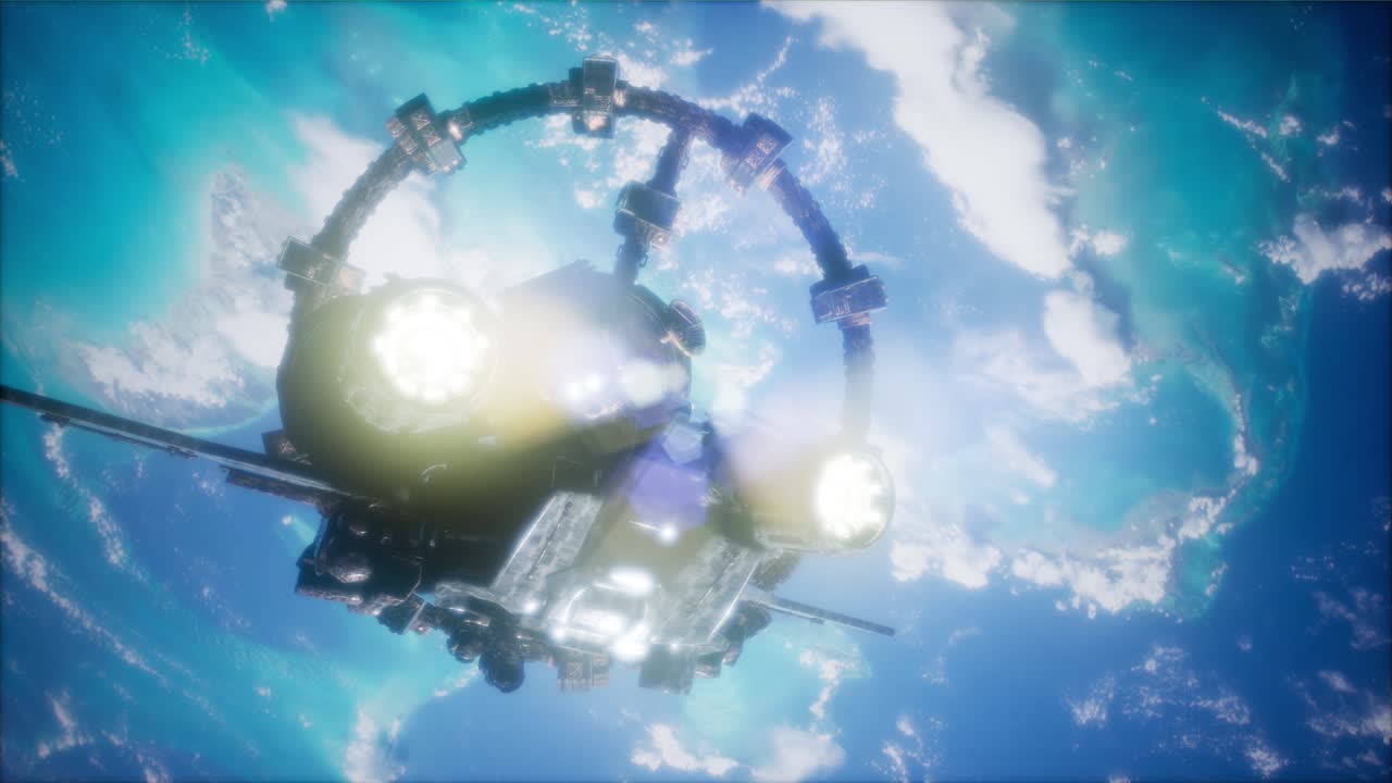 космический шаттл плывет в космосе.