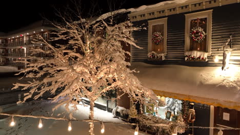 Haus-Mit-Weihnachtskranz-Geschmückt