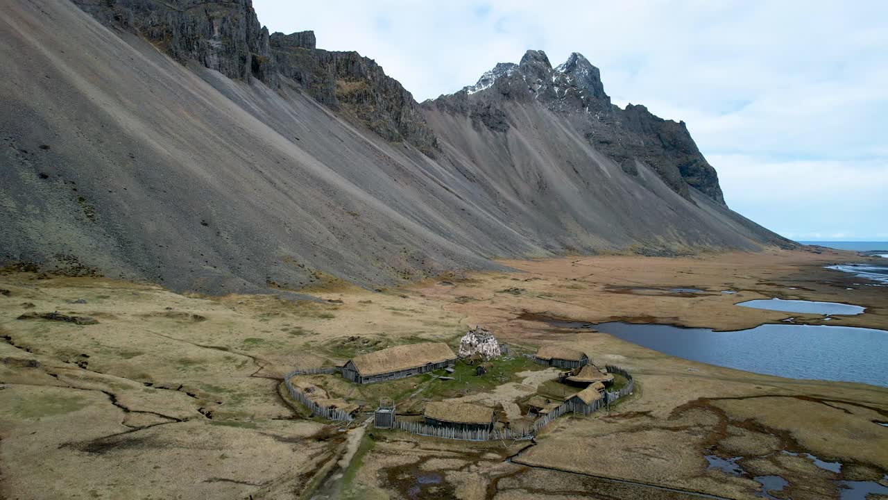 Stokksnes Vestrahorn Drönare Island Övergiven Vikingaby Filminspelningsplats