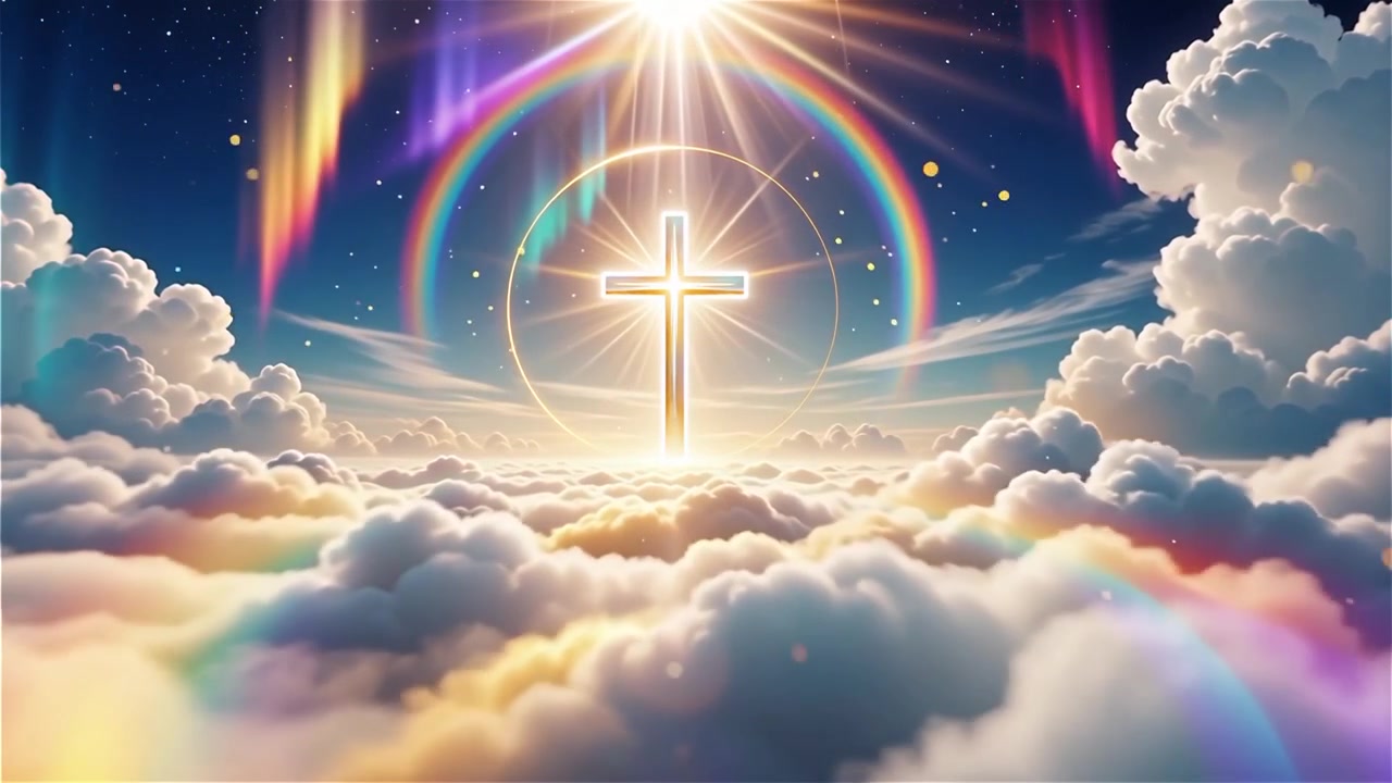 Christian Cross Heavenly Light Worship Background