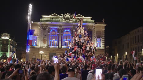 fans celebrating the football world cup victory in france. montpellier