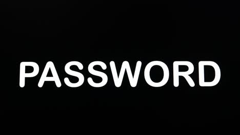 close up of password being typed into computer monitor screen with blinking cursor on black background copy space