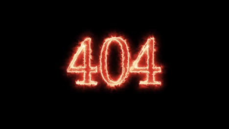 404 written with fire. loop