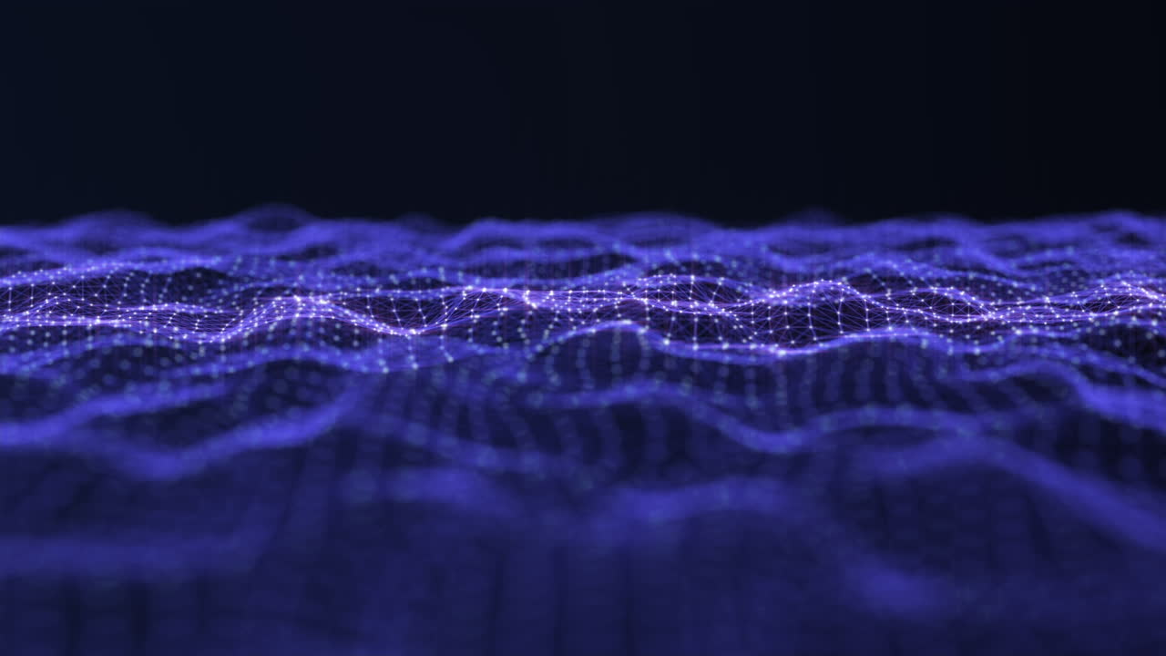 Abstract Technology Grid with Dynamic Wave Motion