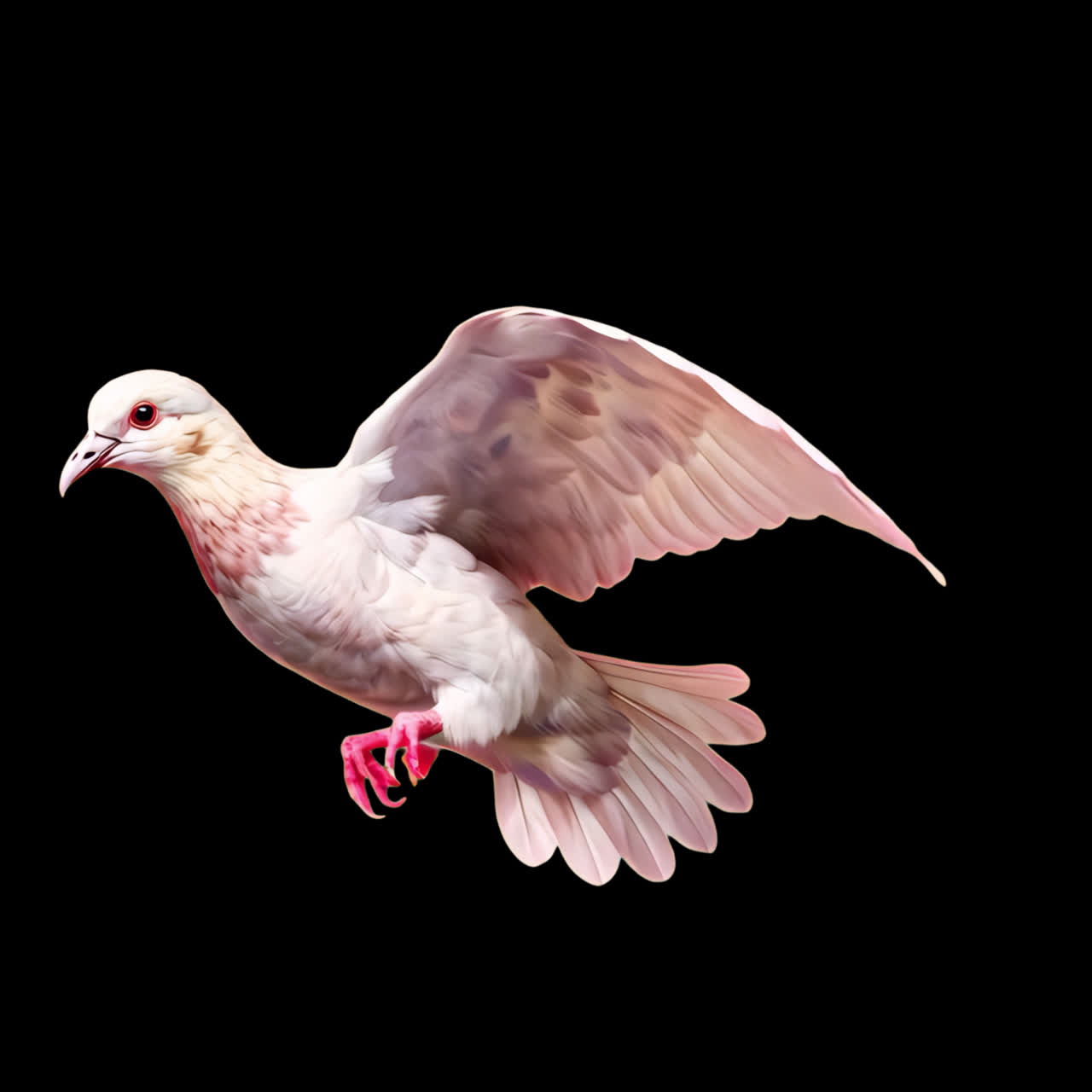 Flying dove animation isolated asset, transparent 4K video, alpha channel, ProRes 4444