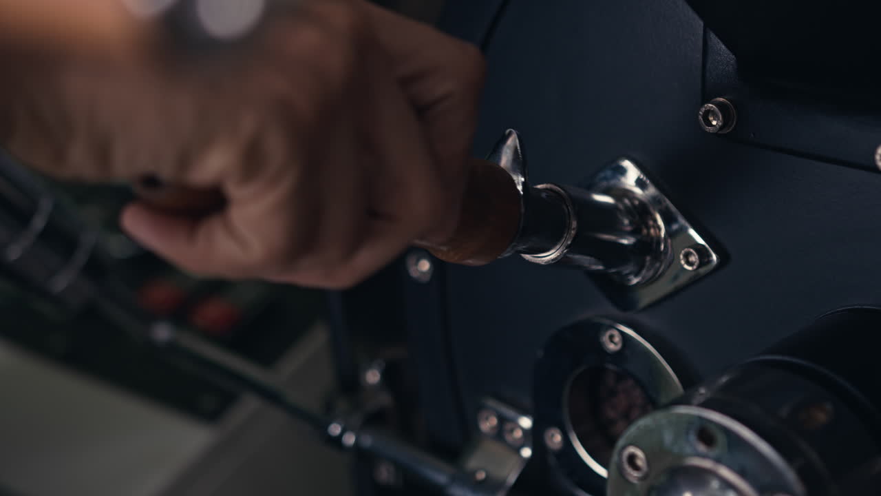 Coffee Beans Being Added to Roasting Machine