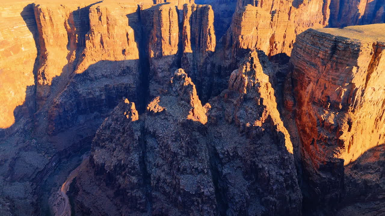 Rocks with sharp pointed tops lit with bright sun. Amazing geological formations in Marble Canyon, Coconino County, Arizona, United States
