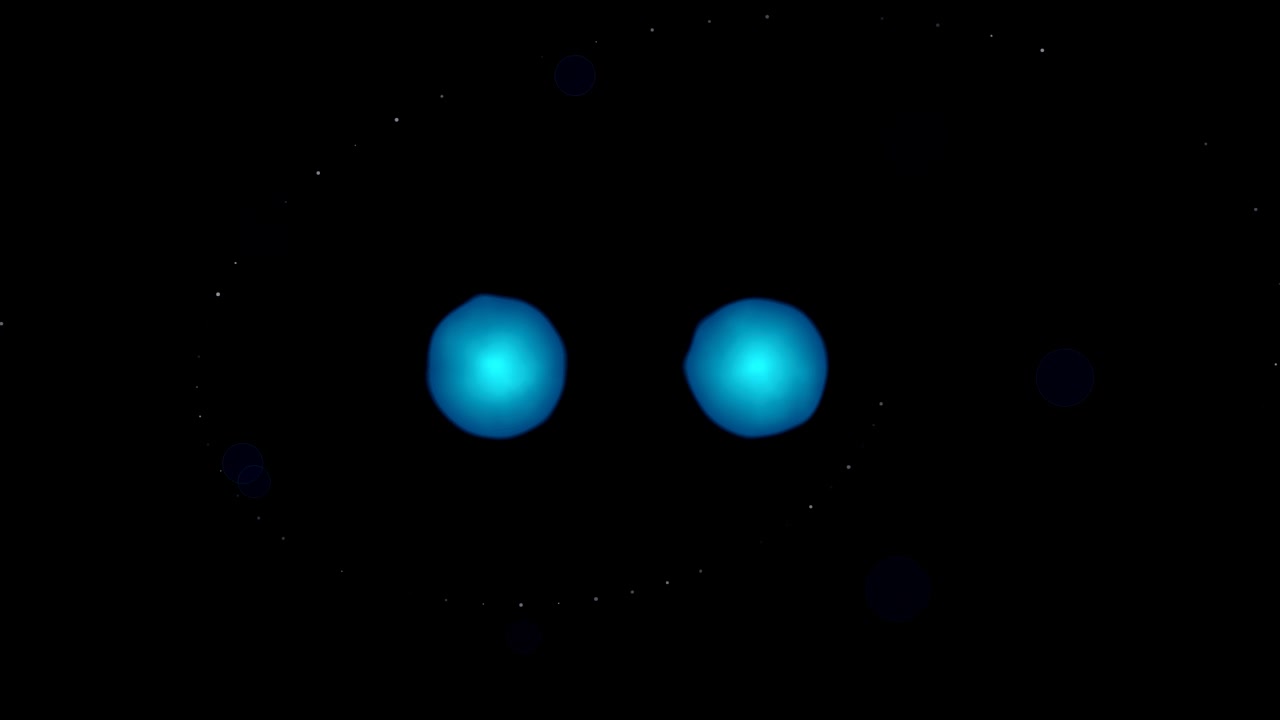 Abstract Animation of Glowing Blue Spheres Dividing and Orbiting