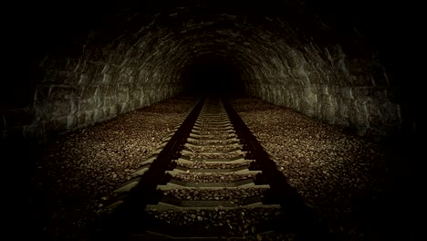 moving through a railway tunnel into the dark, 3d looping animation