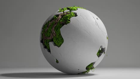 abstract sphere with moss and roots