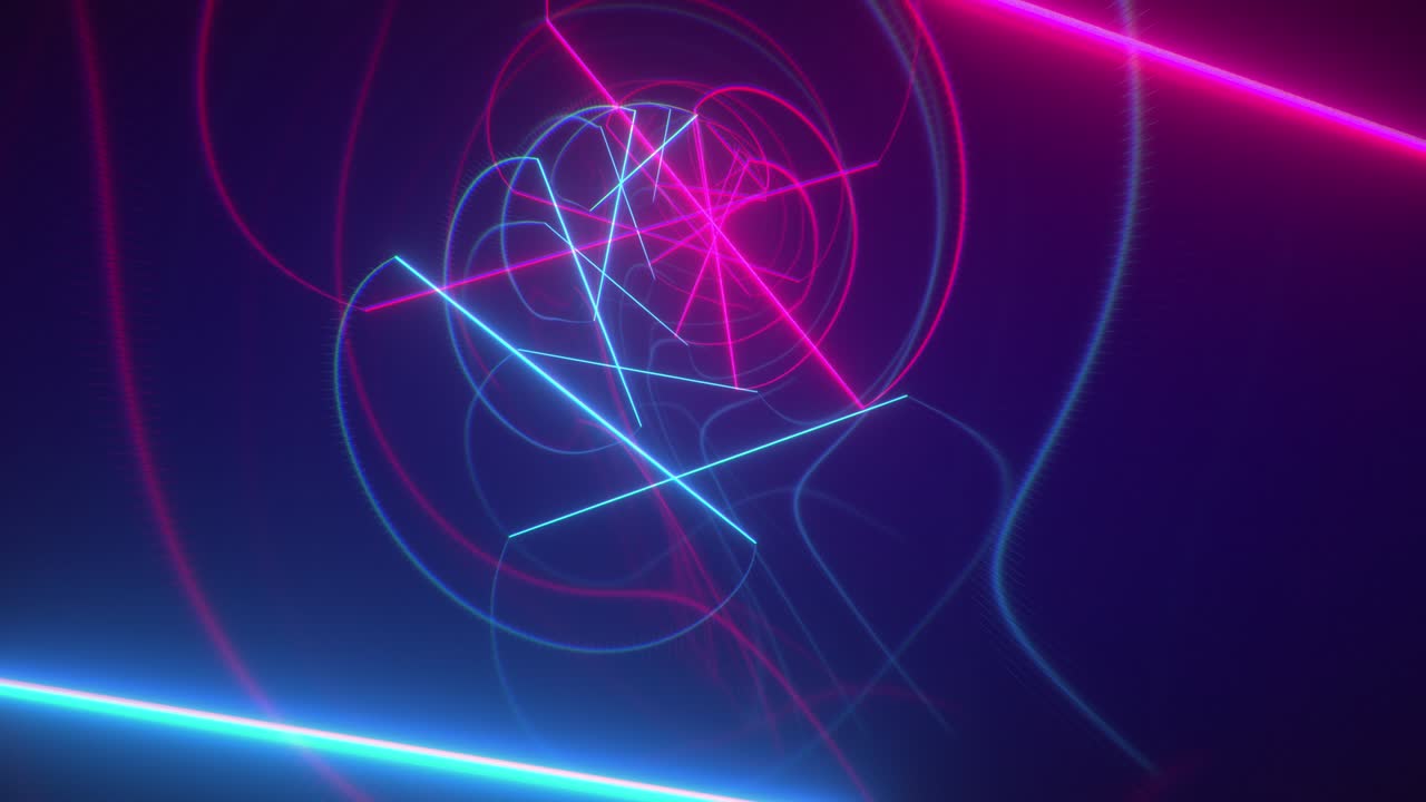 tunnel luminoso al neon. loop senza cuciture animazione di rendering 3d