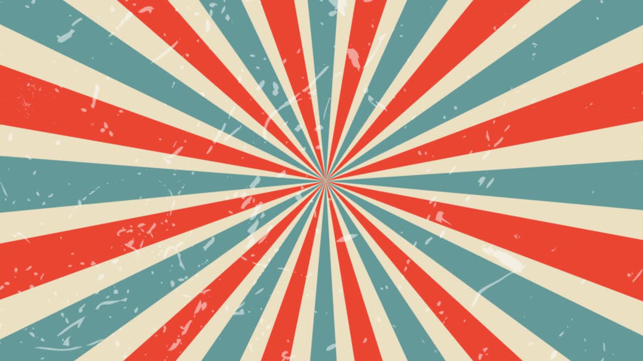 빨간색, 파란색, 크림색의 빈티지 스트라이프의 애니메이션이 끊임없는 루프로 회전합니다.