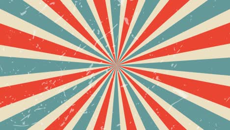 animation of red, blue and cream vintage stripes spinning on seamless loop