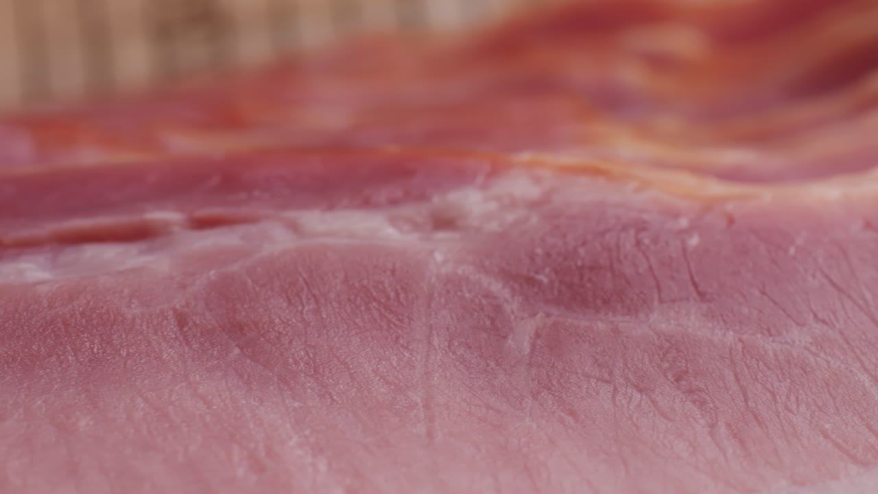 Close-up of Raw Bacon Slices