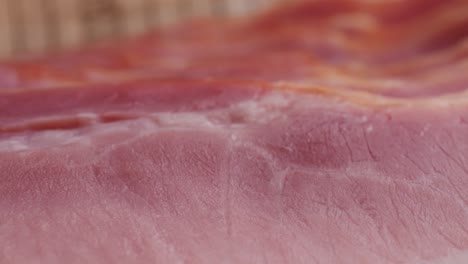 close-up of raw bacon slices