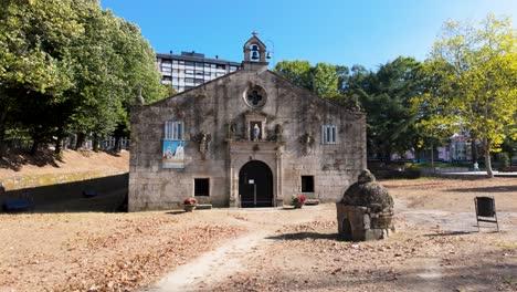 establishing shot of chapel nuestra señora de los remedios in ourense, galicia, spain