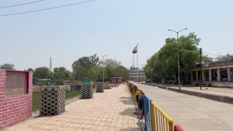 an indian flag wavering in the city