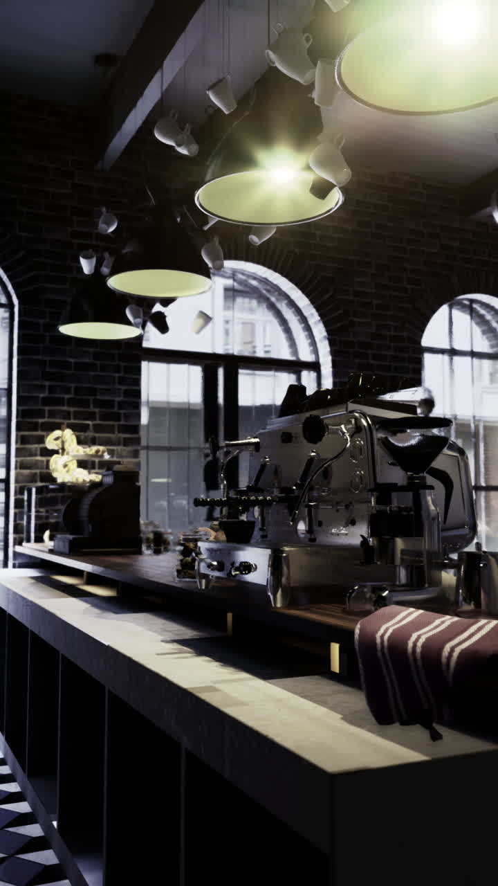 Interni accoglienti di un bar in città che mettono in mostra un design moderno e un’atmosfera calda