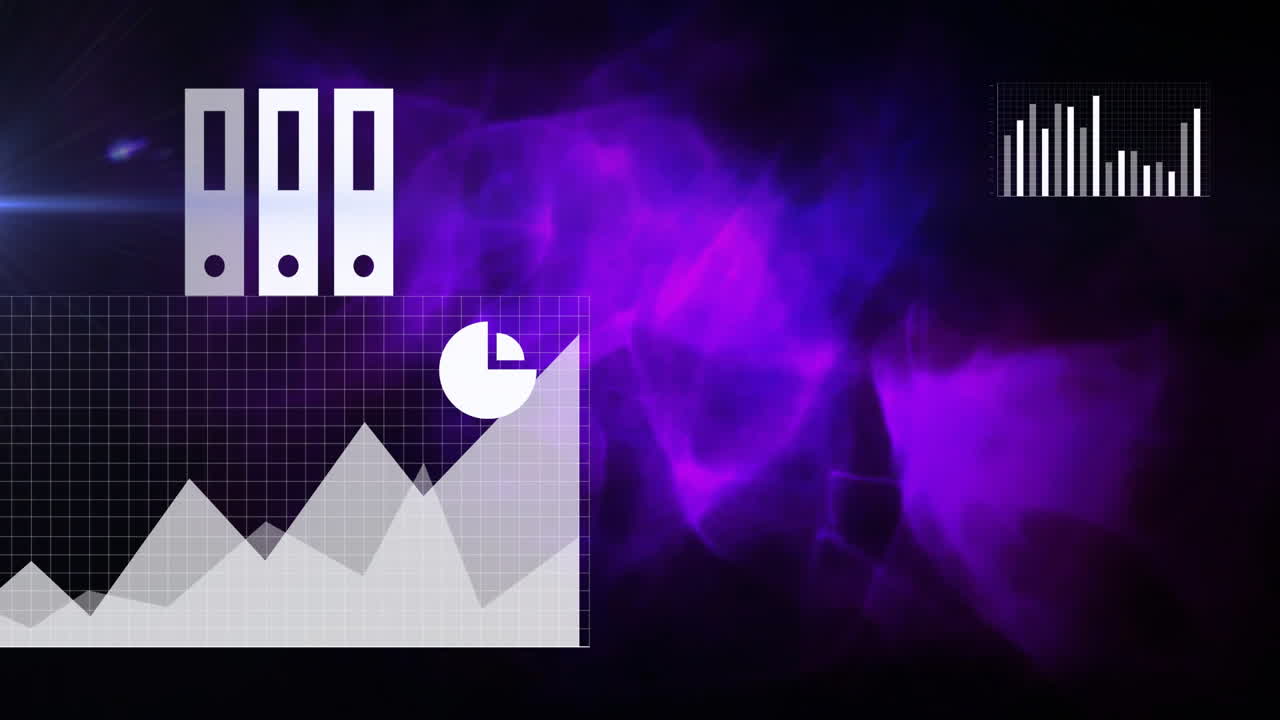 animación de números y procesamiento de datos a través de redes púrpuras