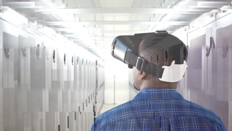 man using vr for servers